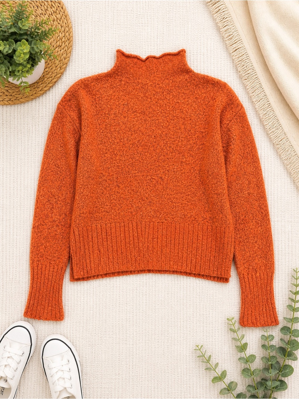 Madewell Orange Mock Neck Sweater Small